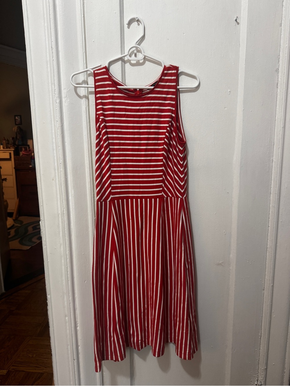 Banana Republic Orange and White Striped Sleeveless Fit-and-Flare Dress